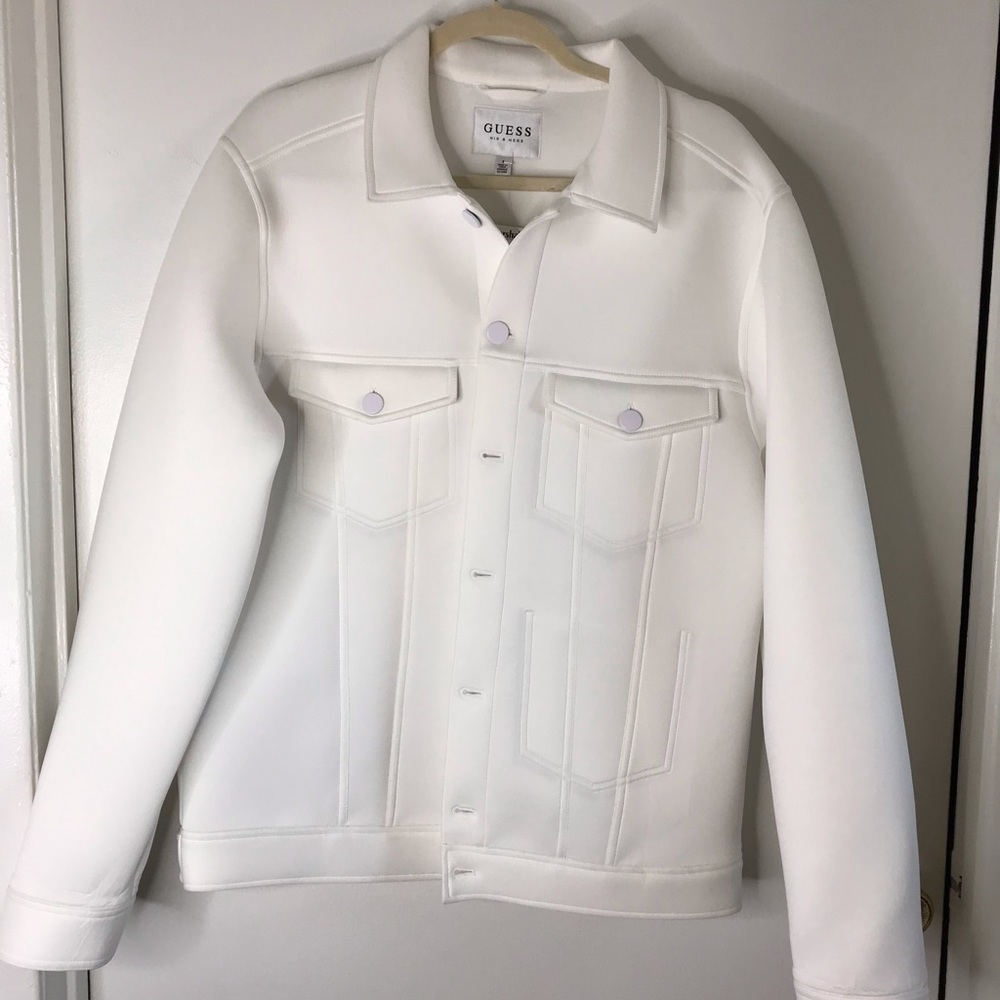 GUESS HIS AND HERS OVERSIZE PURE WHITE JACKET